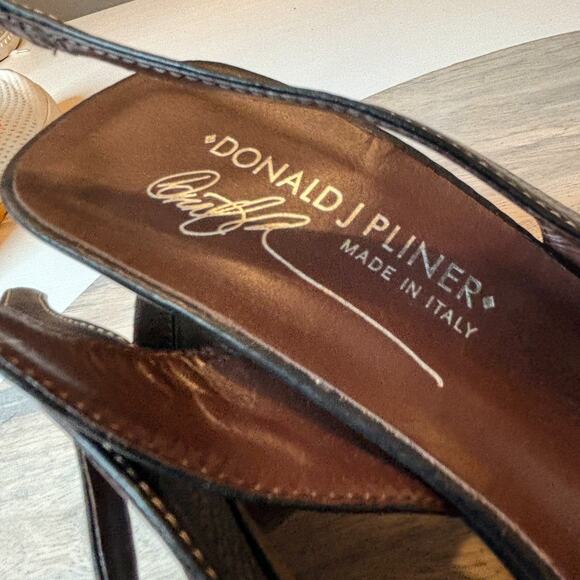 Donald J Pliner Shoes Black Slingback Peep Toe Kitten Heels US Size 7 M Italy - Picture 9 of 12